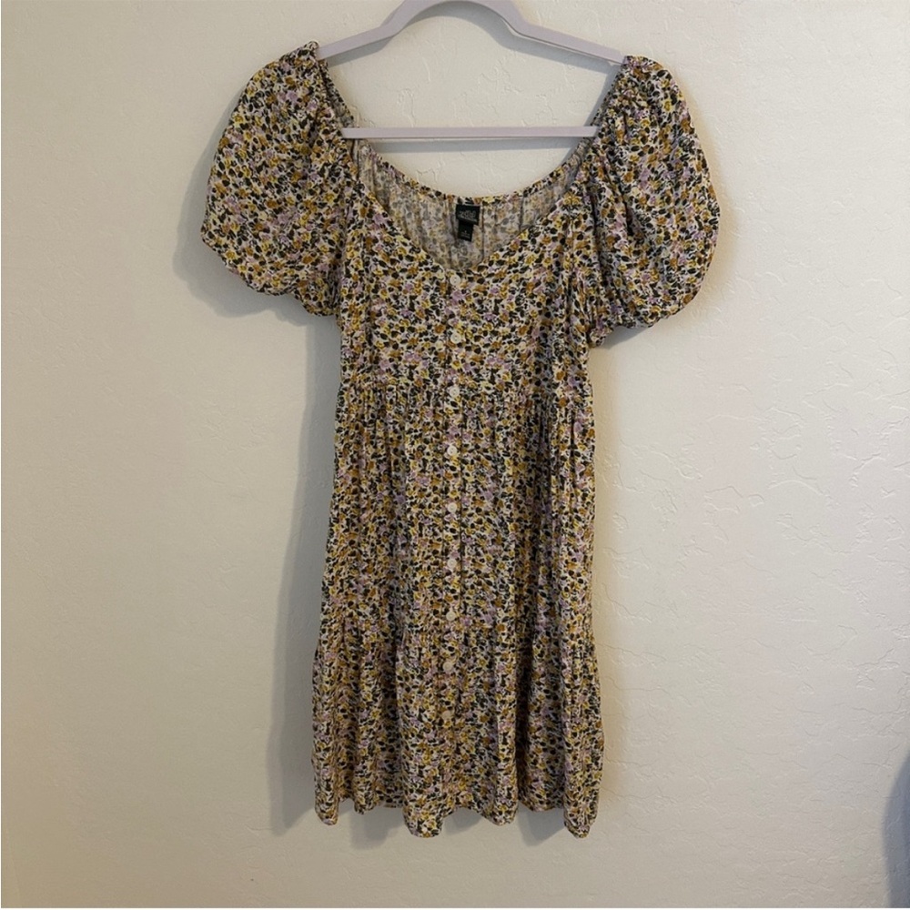 Wild Fable Floral Printed Puff Sleeve Mini Baby Doll Dress Size‎ Small